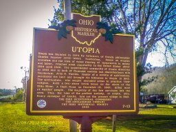 Markers &raquo; markers &raquo; franklin Twp &raquo; Utopia historical marker; Marker is at the intersection of Ohio River Scenic Byway (U.S. 52) and Barlow Road, 45121